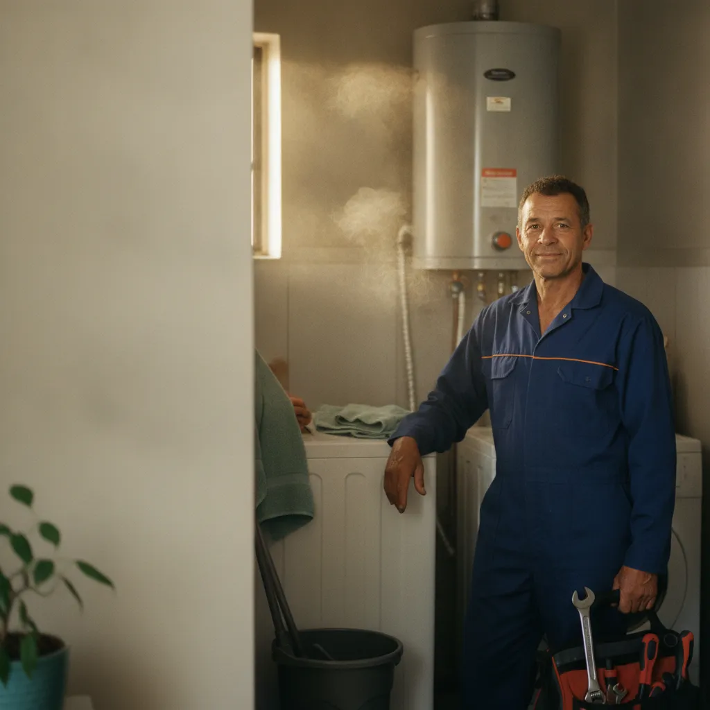 Certified South African plumber attending to a geyser in Randburg